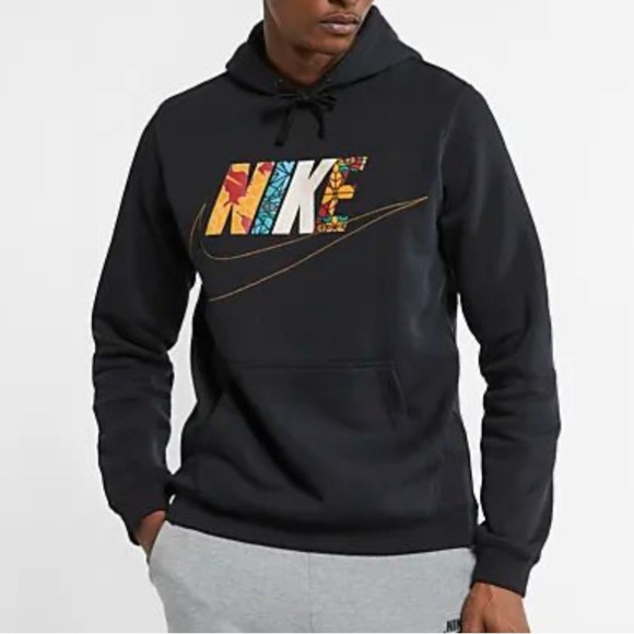 Nike Black Logo Print Hoodie Men’s Sweatshirt Size Medium - Picture 1 of 12